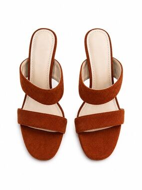 Amazon Women's Double-Strap Suede Slide Sandals - Rust